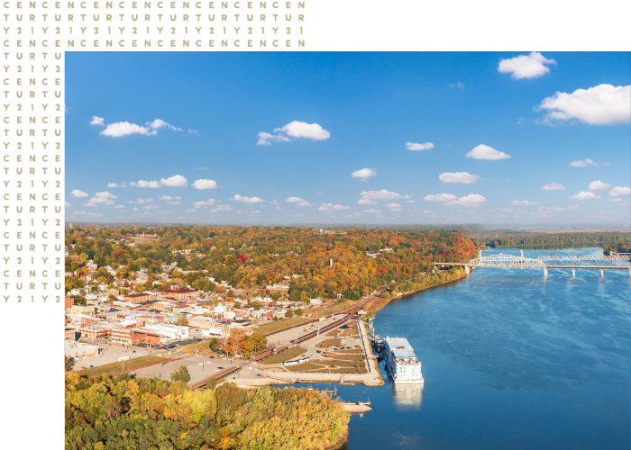 featured image for Townscape of Hannibal in Missouri from Lovers Leap Overlook